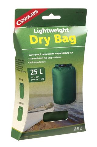Coghlans dry bag green 25L waterproof bag roll closure travel backpacker tour