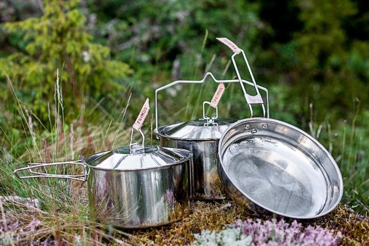 Primus stainless steel set large pot set pots and frying pan Campfire