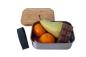 Preview: BasicNature Lunchbox Bamboo Edelstahl 0.8l Proviant Brotzeit Dose Box Picknick Schule Ausflug Freizeit Sport