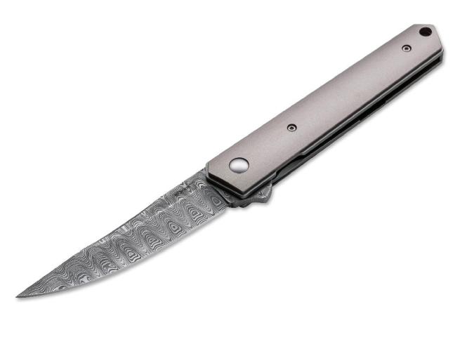 Böker Pocket Knife Plus Kwaiken Flipper Damascus Folding Knife Linerlock