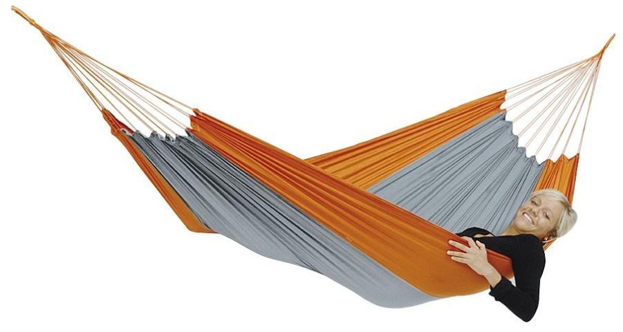 Amazonas Hängematte Silk Traveller techno orange grau Leichthängematte leicht Fallschirmseide stabil Urlaub Ausflug Camping Tour