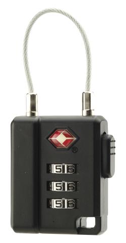 BasicNature TSA Zahlenschloss mit Stahlseil schwarz Schloss Reisetasche Rucksack Koffer Pelibox