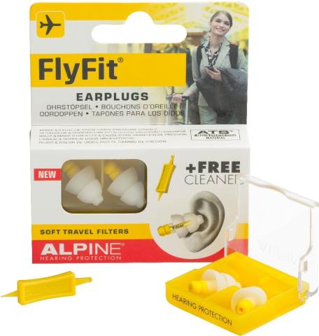 Alpine Earplugs FlyFit Airplane Earplugs Silicone Free Travel Accessory