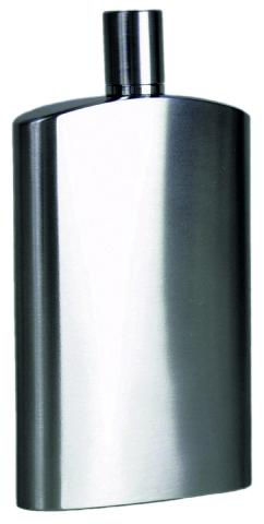 BasicNature Flachmann BRUSH 125ml breit Edelstahl gebürstet Trinkbecher Taschenflasche Schnapsflasche Hip Flask