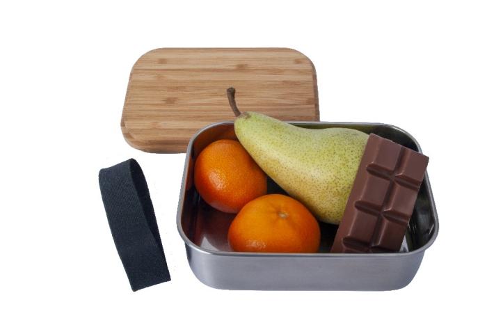 BasicNature Lunchbox Bamboo Edelstahl 0.8l Proviant Brotzeit Dose Box Picknick Schule Ausflug Freizeit Sport