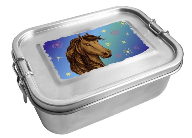 Origin Outdoors Lunch Box Deluxe Horse 0.8 L School Leisure Lunch Box Stainless Steel