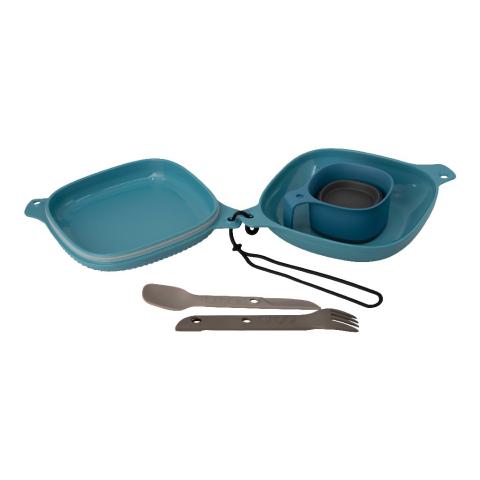 UCO lunch box 6-piece blue/gray plate cup bowl cutlery camping tableware
