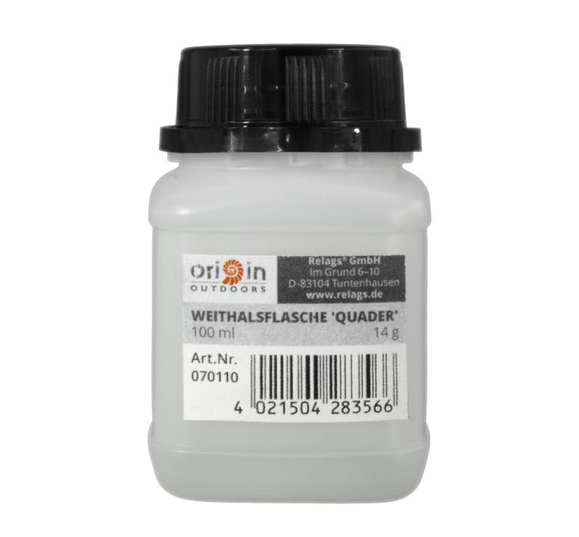 Origin Outdoors Weithalsflasche Quader - 100 ml Hals Ø 40 mm auslaufsicher staubdicht