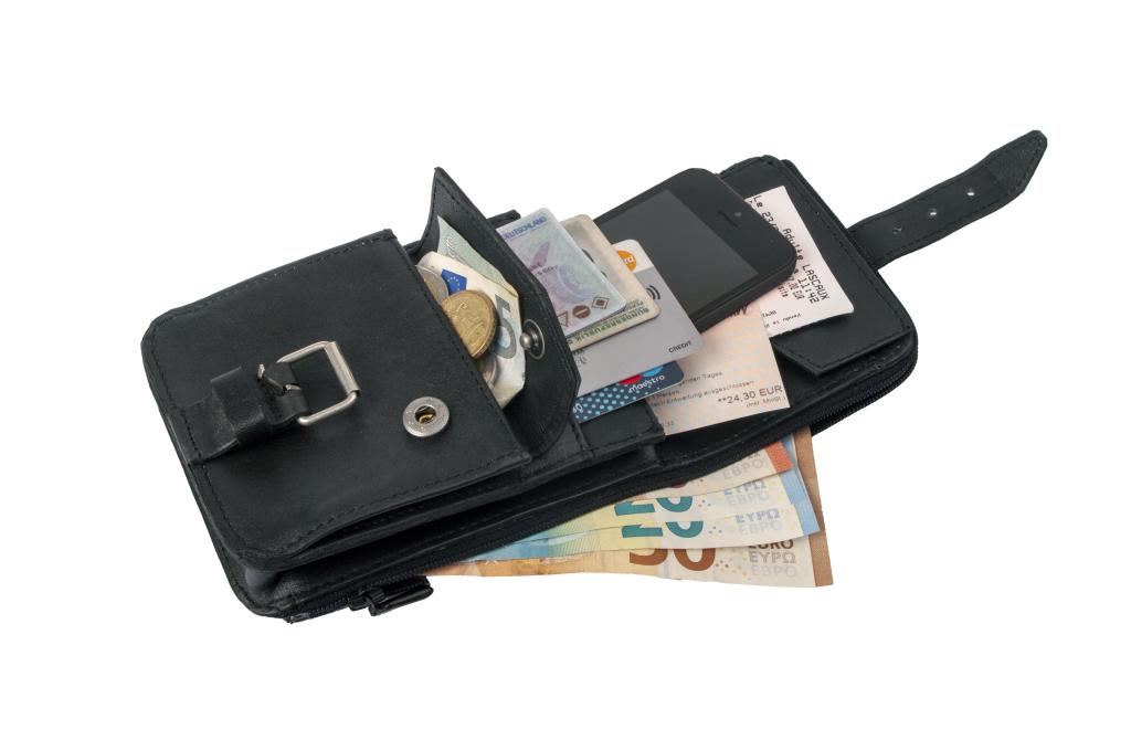BasicNature belt bag Belt Safe black leather belt bag