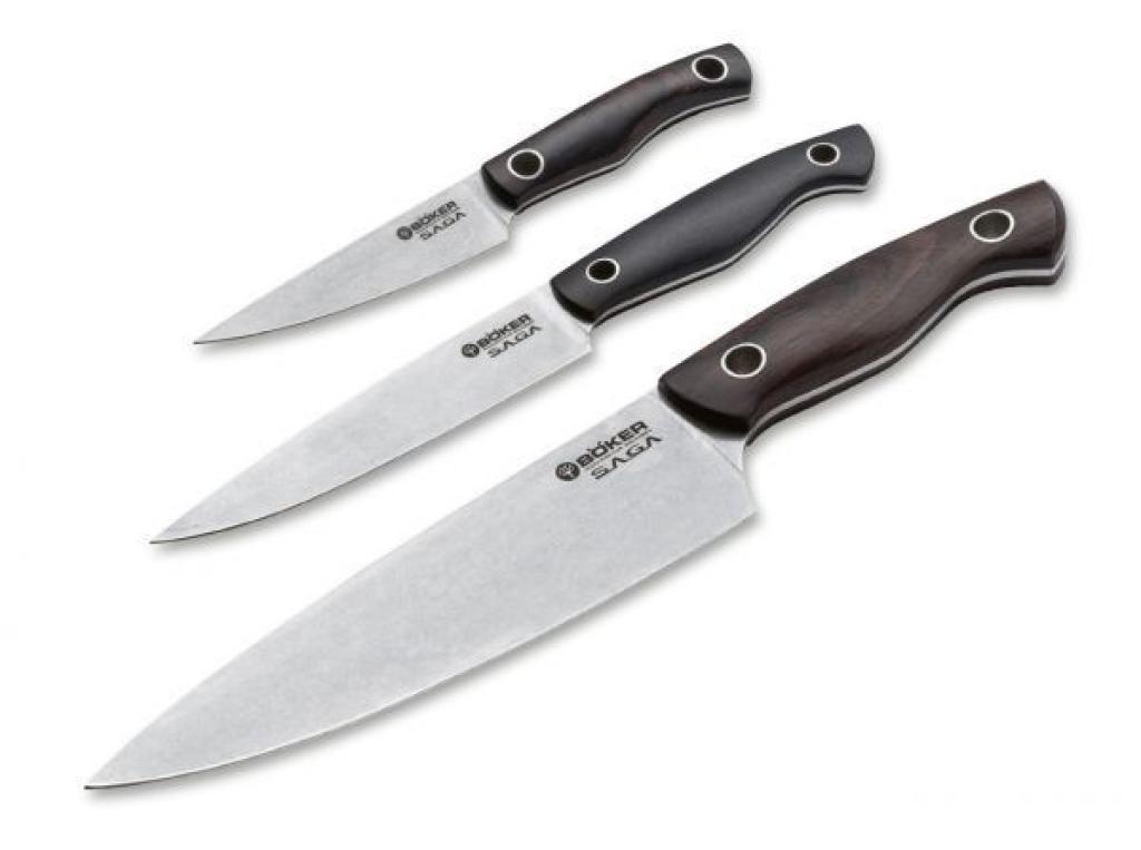 Böker Manufaktur Solingen Saga knife set Set of 3 knives from the Grenadill series Chef's knife Utility knife Paring knife