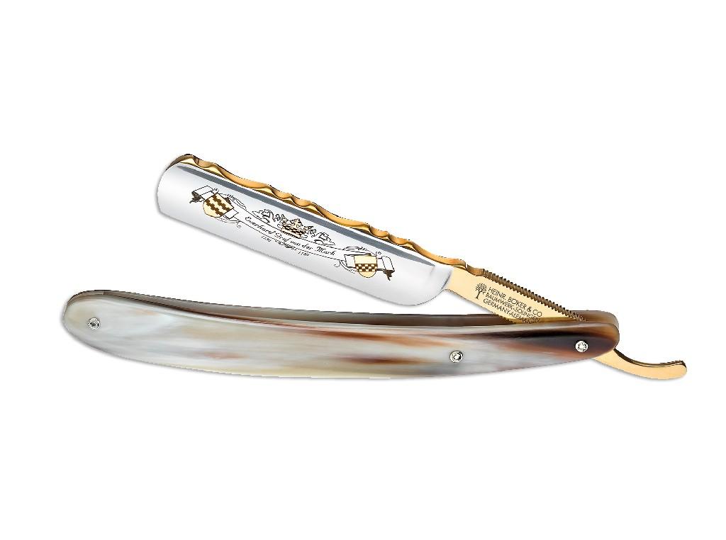 Razor Böker Manufaktur Solingen Graf Everhardt 5/8 inch Horn Gold Knife Shave