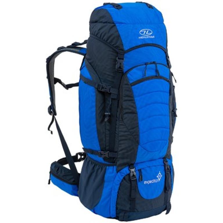 Highlander Backpack Expedition 85L blue incl. rain cover emergency whistle mountaineering hiking mountain tour trekking