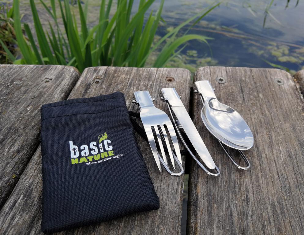 BasicNature Cutlery Set Minitrek Fork Knife Spoon Stainless Steel Travel Cutlery Outdoor Travel Camping Picnic