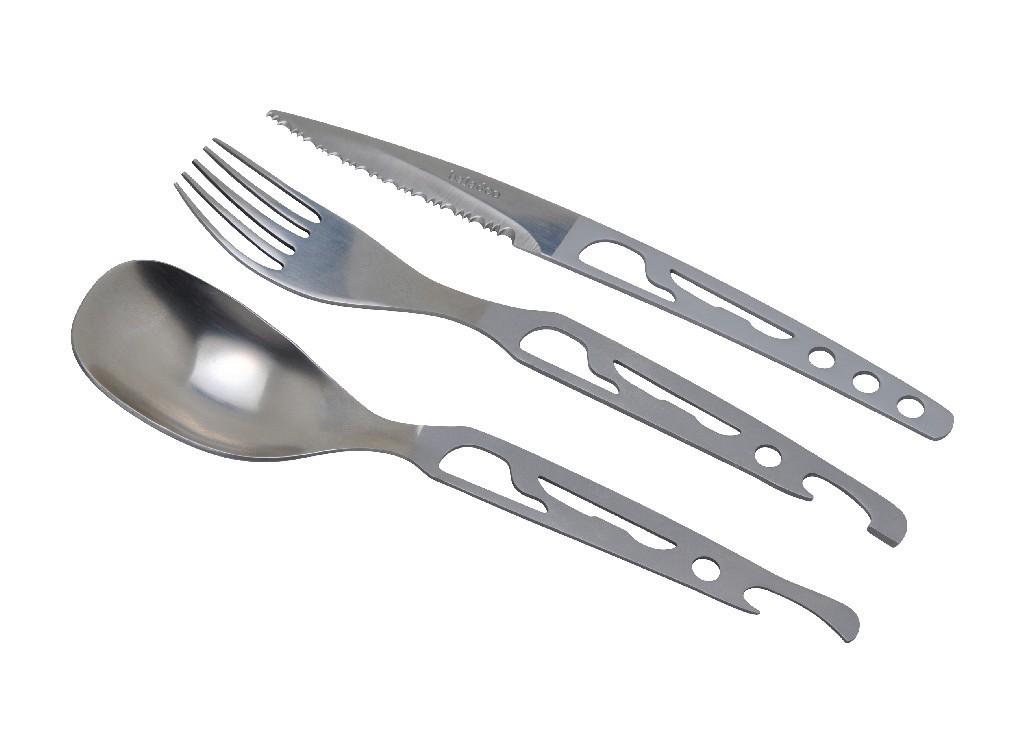 baladéo cutlery set Basecamp travel cutlery black 5 functions knife spoon fork can opener bottle opener