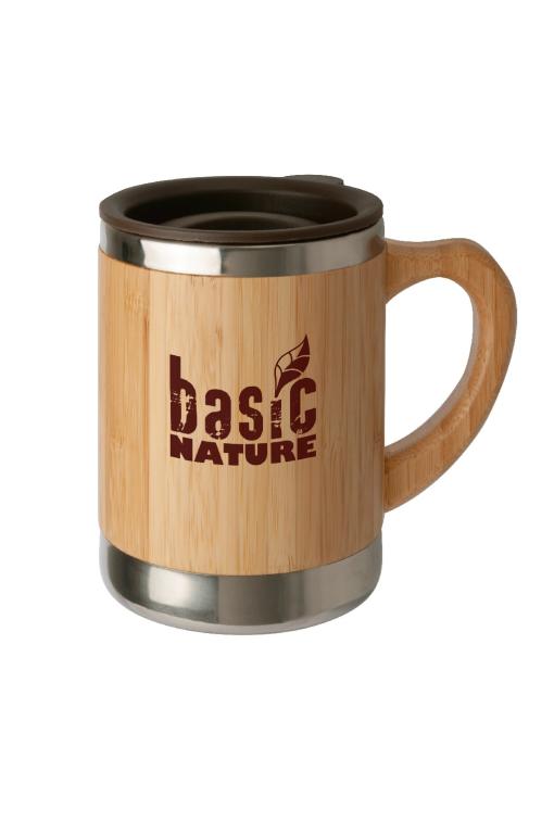 BasicNature stainless steel mug bamboo 0.3 L stainless steel insulated mug thermos mug